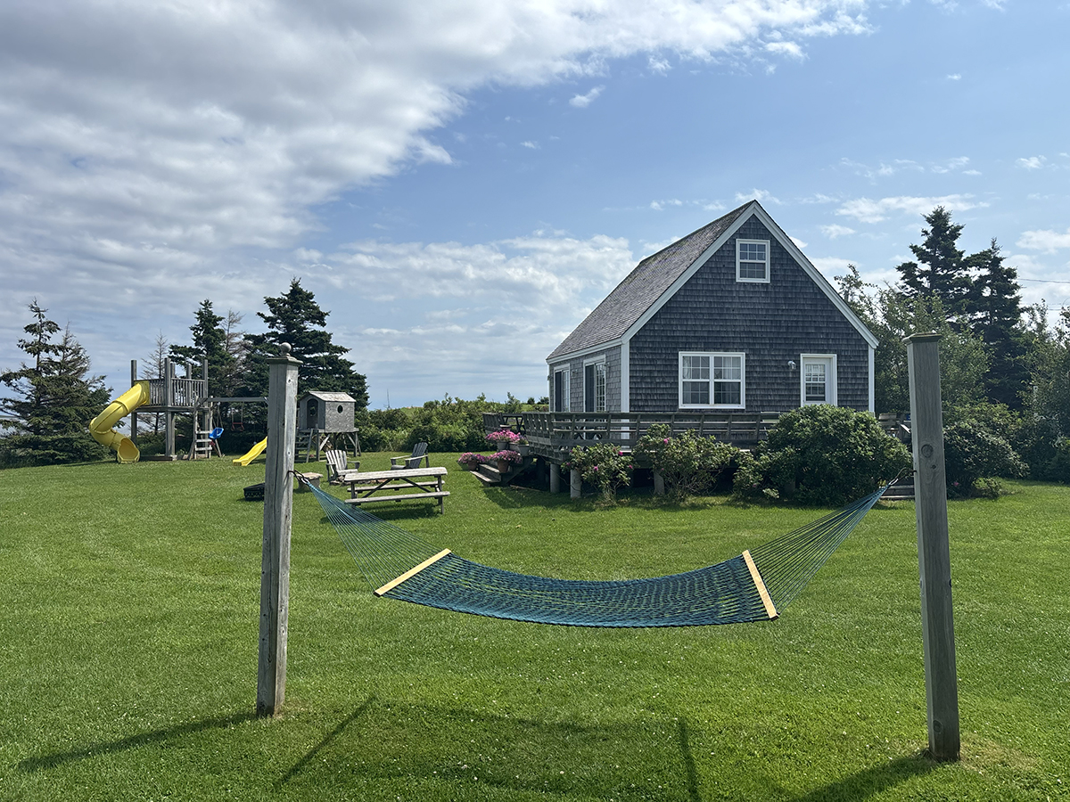 Relax with a good book in the hammock while your children enjoy the jungle gym.